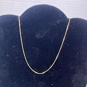 Gold Tone Delicate Cable Link Chain Necklace 14 Inch Minimalist Layering Jewelry